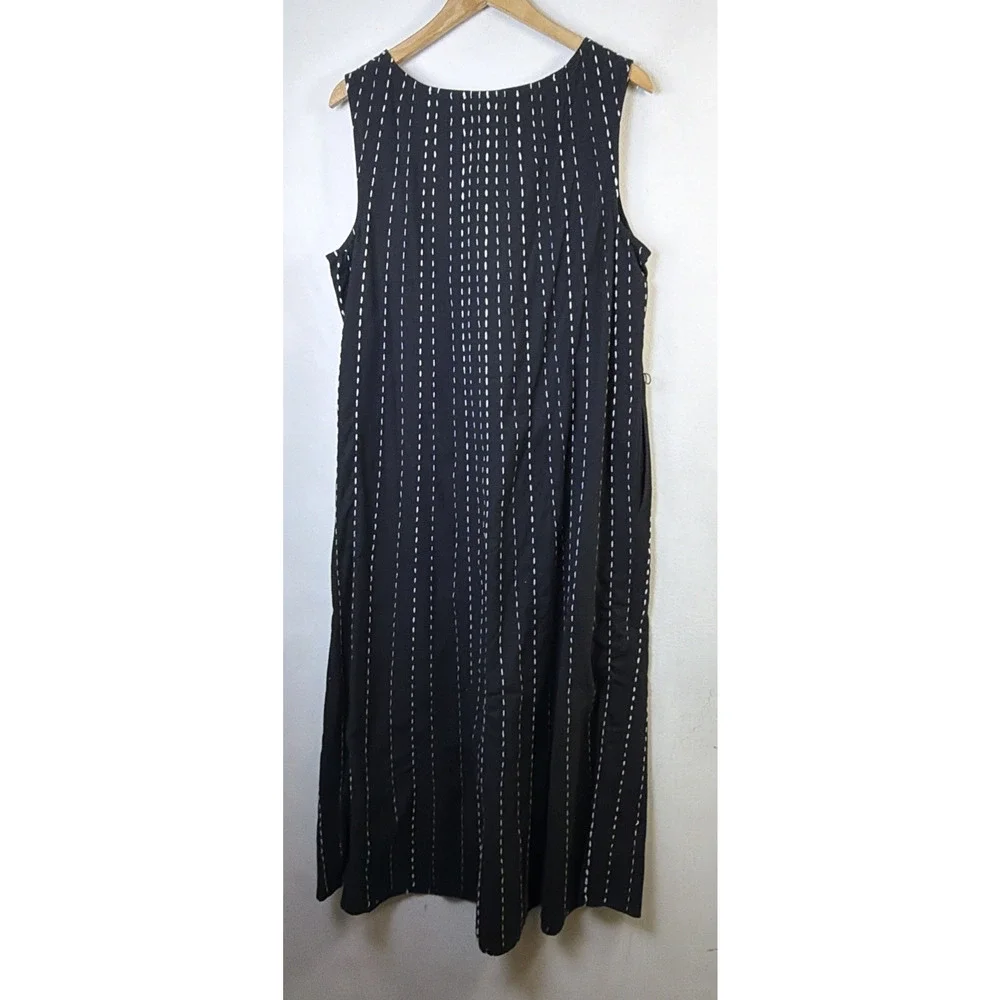 J. Jill XL Pure Embroidered Maxi Dress black white pinstriped bohemian classic - Picture 8 of 14